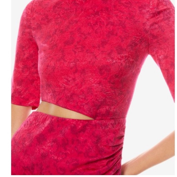 ALICE + OLIVIA Stella Cutout Midi Dress in Pink Size 2 - Picture 3 of 15